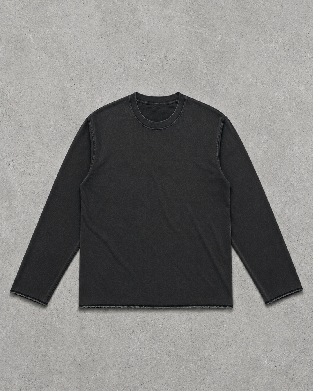 playera negra vintage 270gms manga larga semi oversize