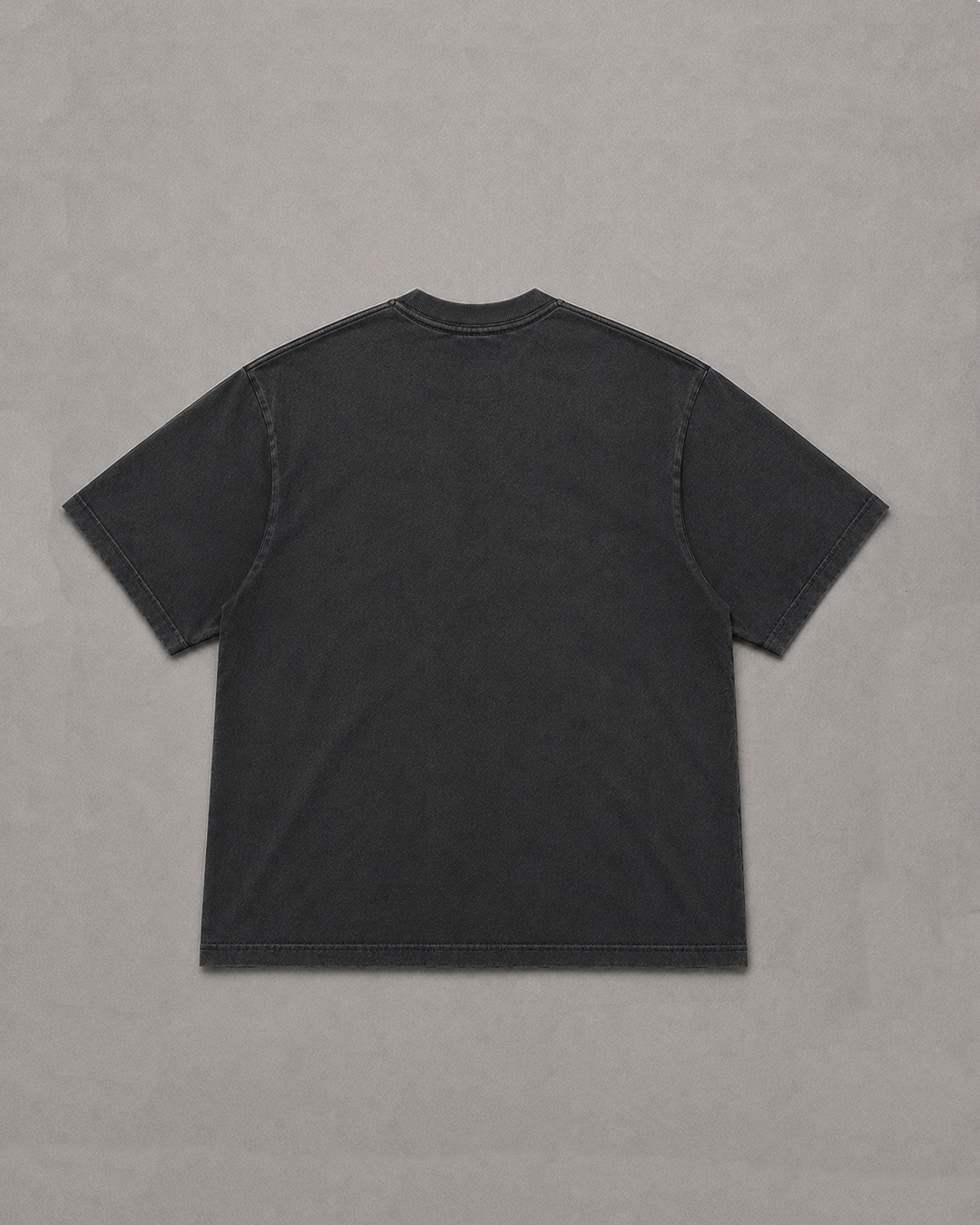 playera negra vintage semiover 270gms manga corta